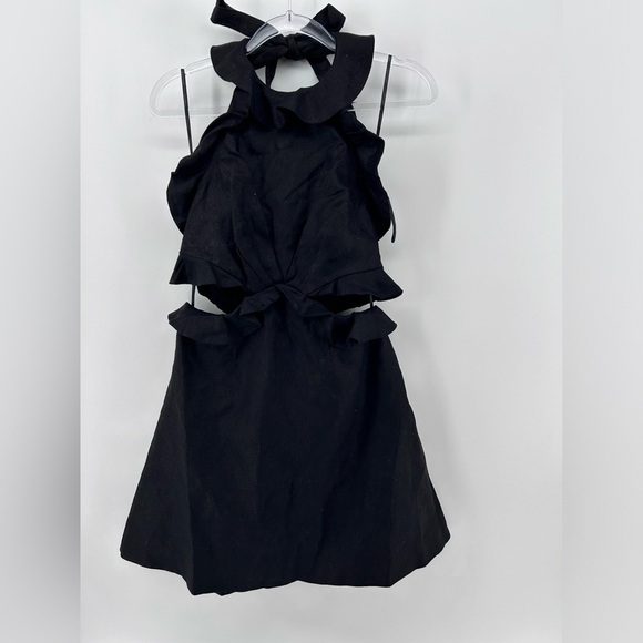 Zimmermann Postcard Tie Back Mini Dress in Linen Black Size AU 2 US 8 NWT - Picture 2 of 13